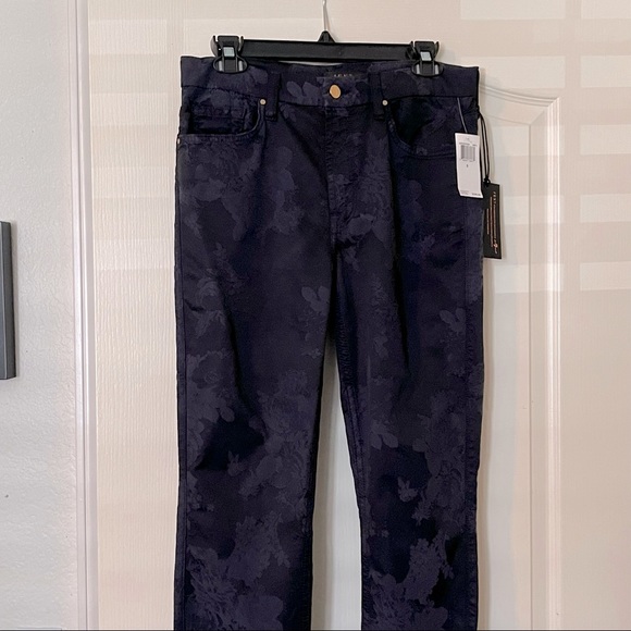 NWT JEN7 by 7 for All Mankind Dark Navy Floral Brocade Skinny Jeans - Picture 3 of 13